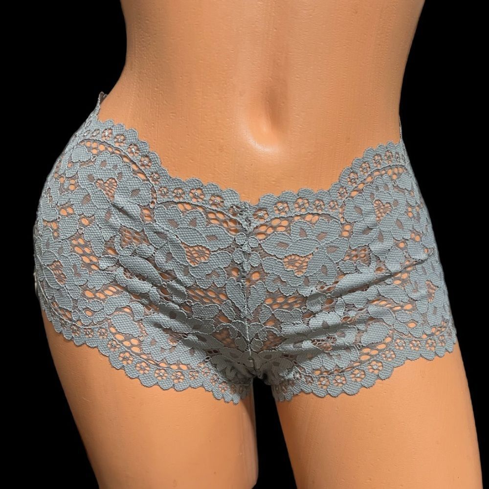 Victoria’s Secret Vintage RARE Body floral lace Shortie panty gray Small